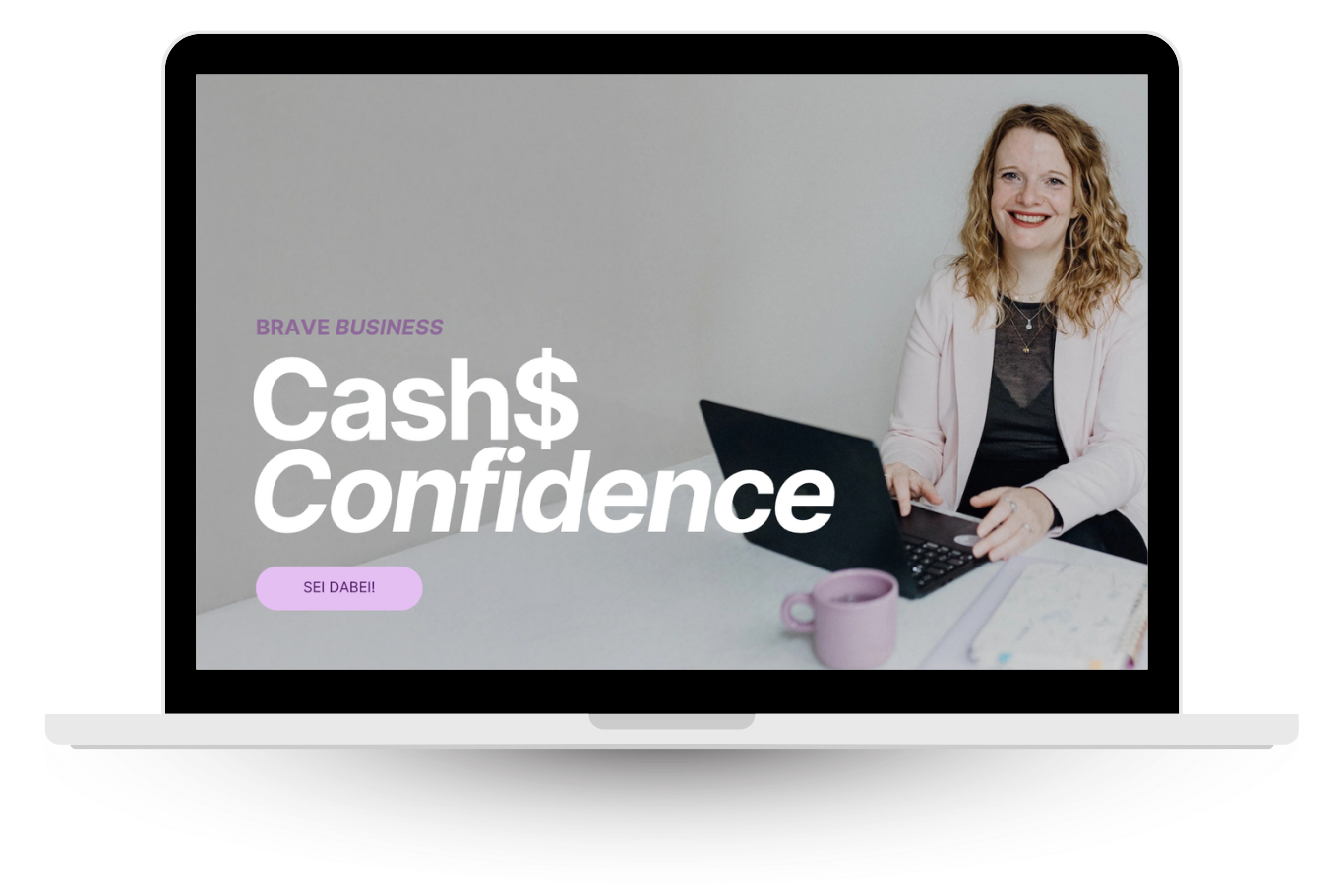 Laptop mit Titelbild des CashConfidence-Gruppenprogramms